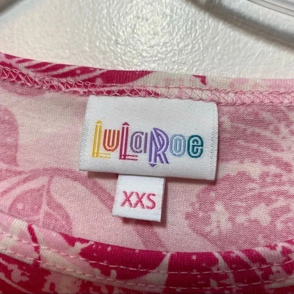 LuLaRoe Irma Pink  Polyester Spandex Tunic Shirt  Women's XXS Flowers - Picture 3 of 6